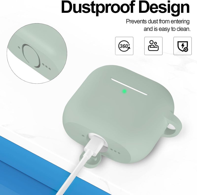 ATUAT Compatible with AirPods 4 Case Cover, Protective Silicone Skin Accessories with Keychain for Women Men for Apple AirPods 4th Generation Case(2024), Front LED Visible, Fog - Image 4